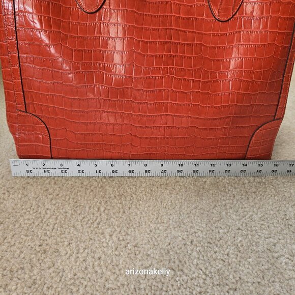 Claudia Firenze Croc Leather Tote Burnt Orange Rust Genuine Italian Leather - Picture 4 of 16